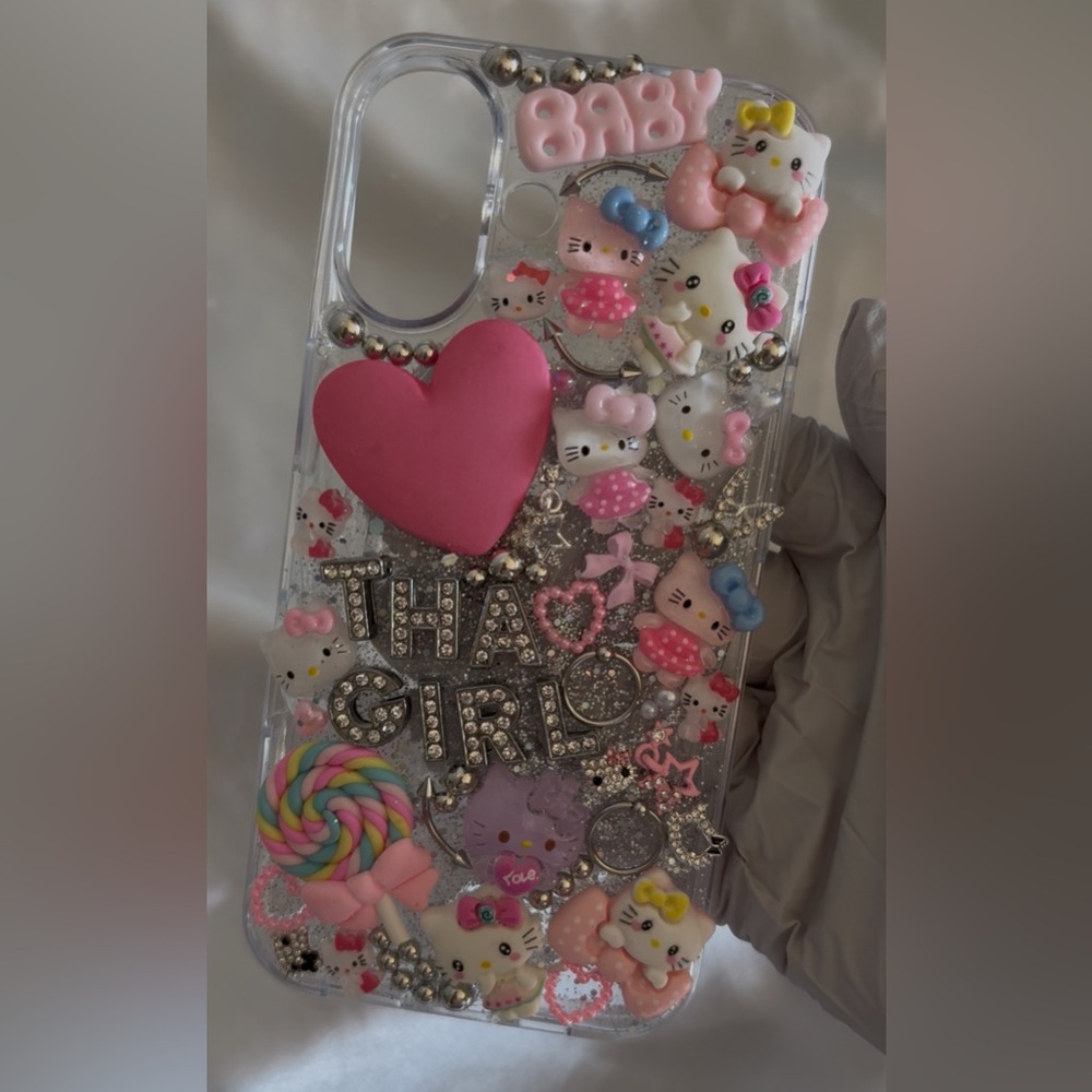 Decorative Pink and Silver Phone Case